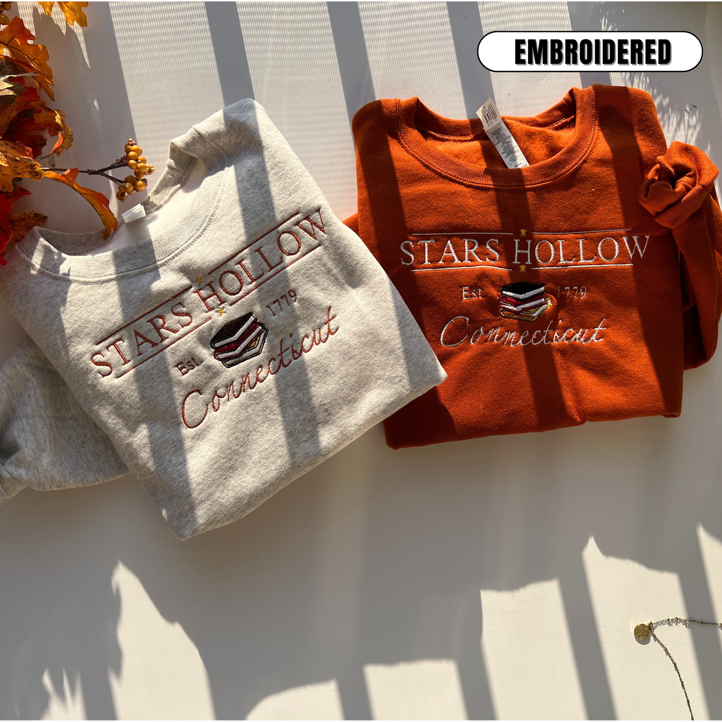 Stars Hollow Connecticut Book Reading Embroidered Sweatshirt