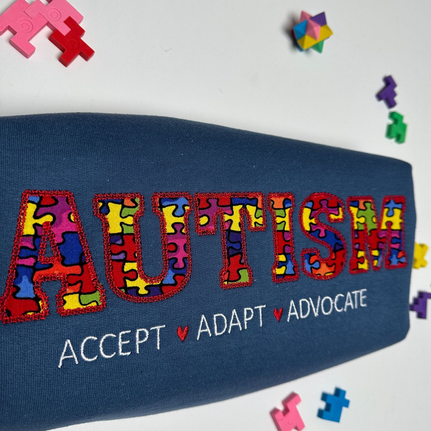 Autism Embroidered Applique Sweatshirt Crewneck