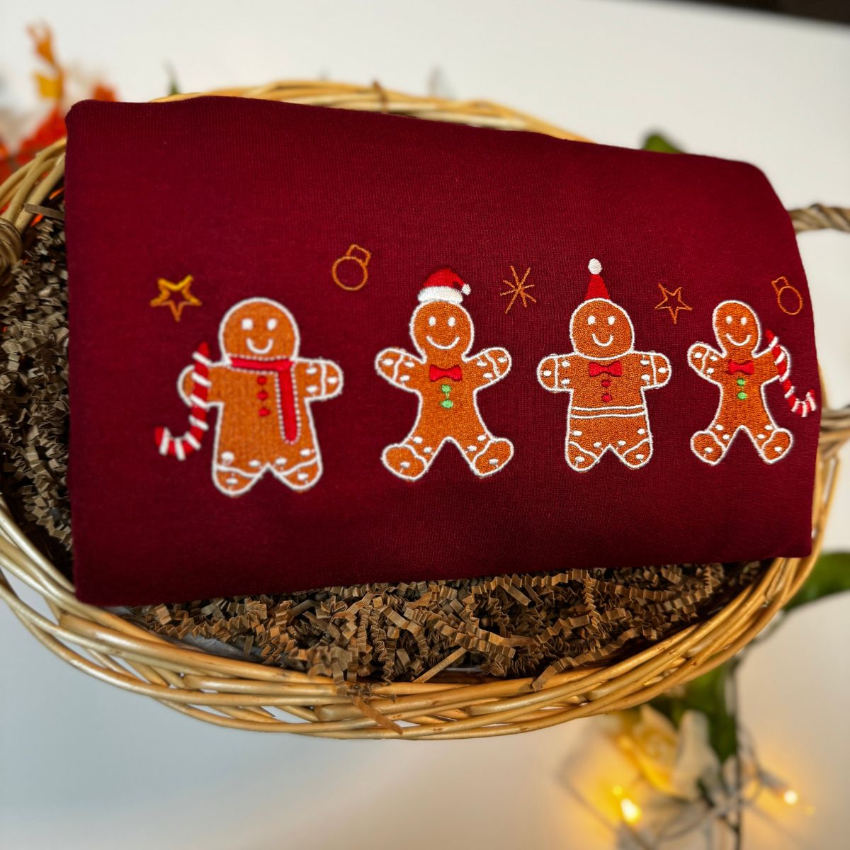 Gingerbread Christmas Sweatshirt Embroidered Crewneck