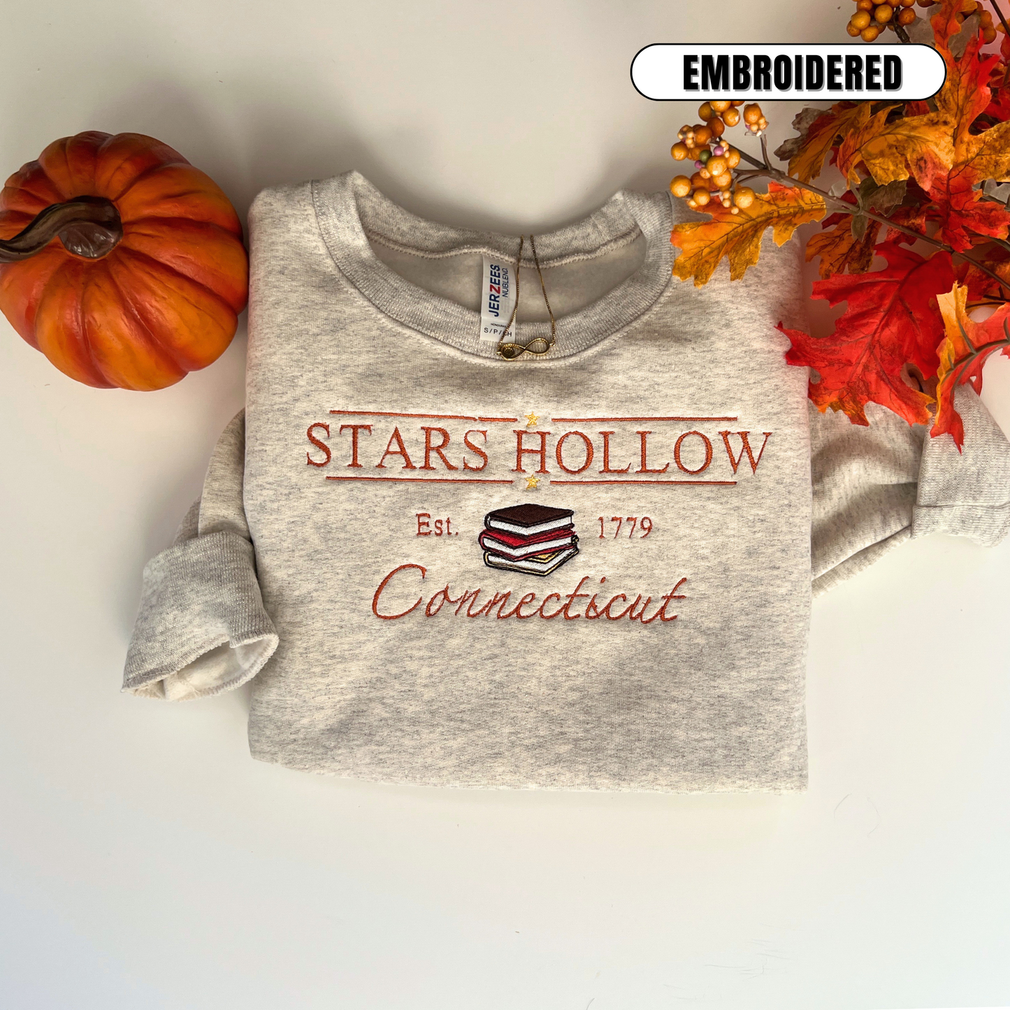 Stars Hollow Connecticut Book Reading Embroidered Sweatshirt