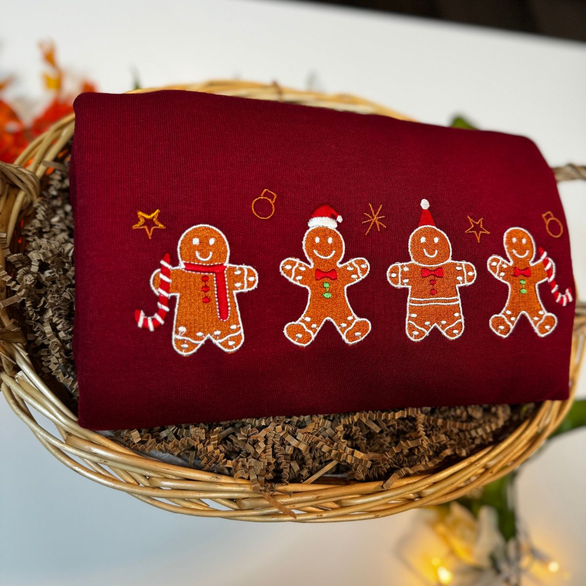 Gingerbread Christmas Sweatshirt Embroidered Crewneck