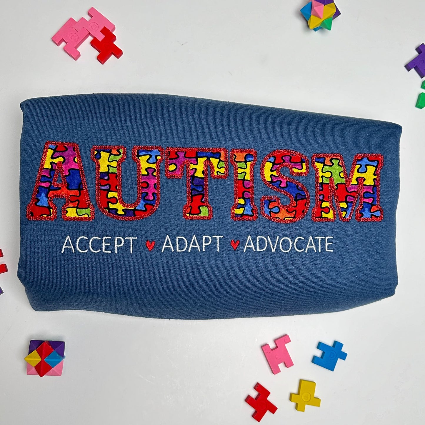 Autism Embroidered Applique Sweatshirt Crewneck