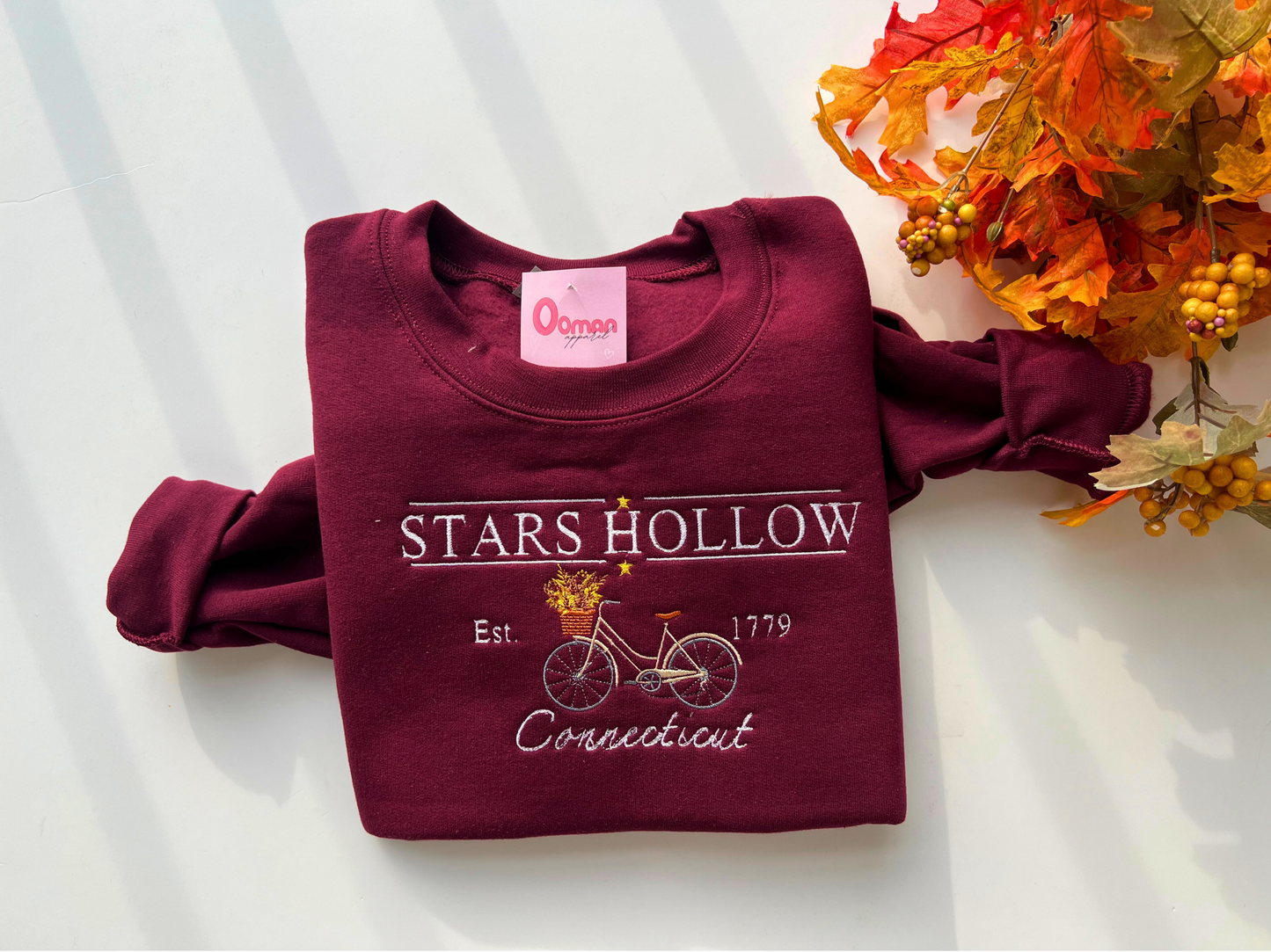 Stars Hollow Connecticut Bike and Flowers Crewneck Sweatshirt