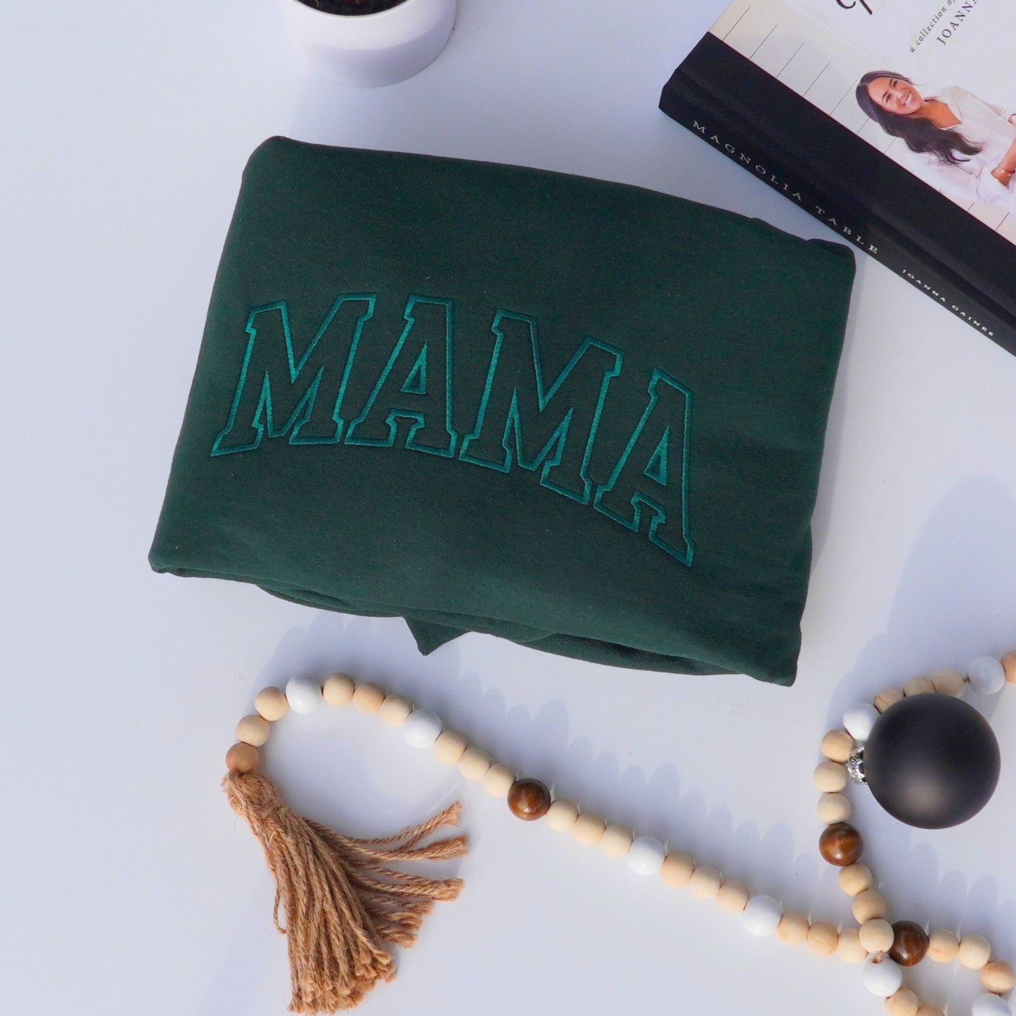 Embroidery Mama Varsity Outline Sweatshirt Crewneck Long Sleeve Embroidered Womenswear