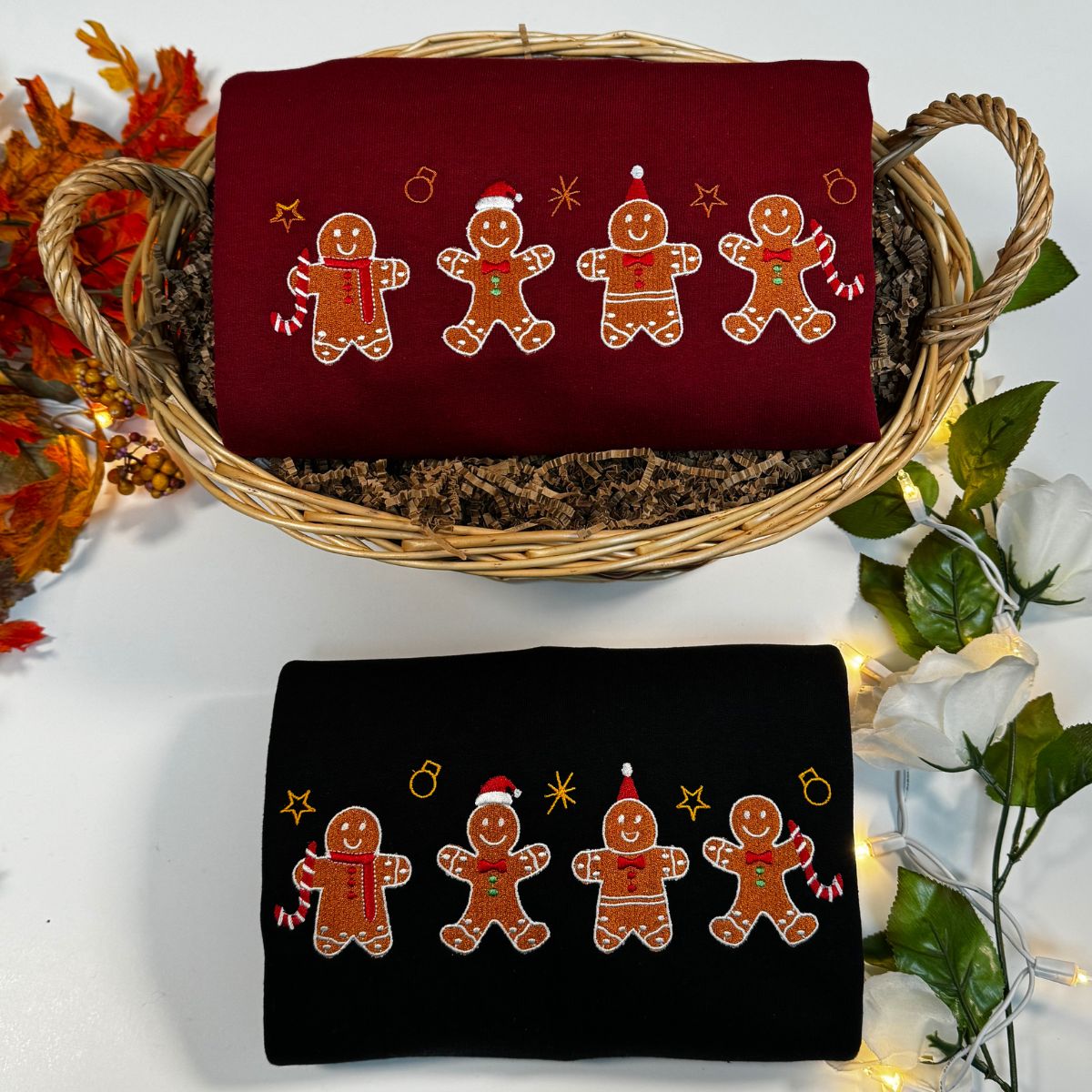 Gingerbread Christmas Sweatshirt Embroidered Crewneck