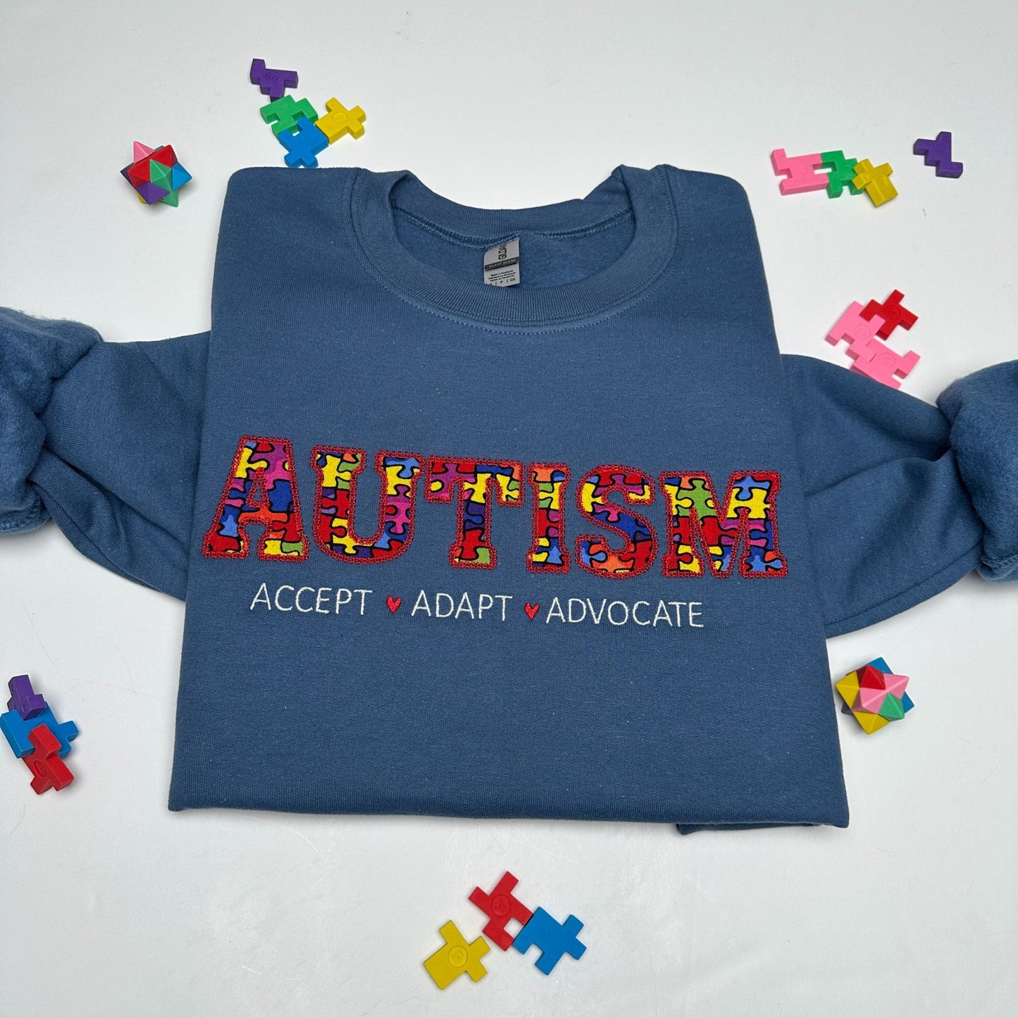 Autism Embroidered Applique Sweatshirt Crewneck