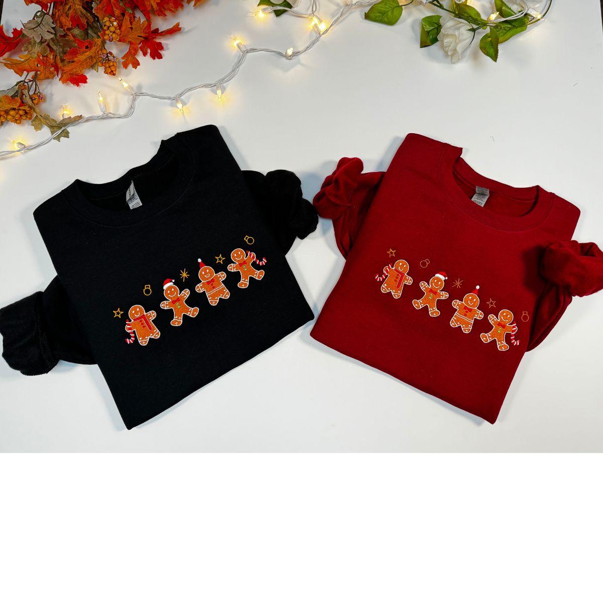 Gingerbread Christmas Sweatshirt Embroidered Crewneck