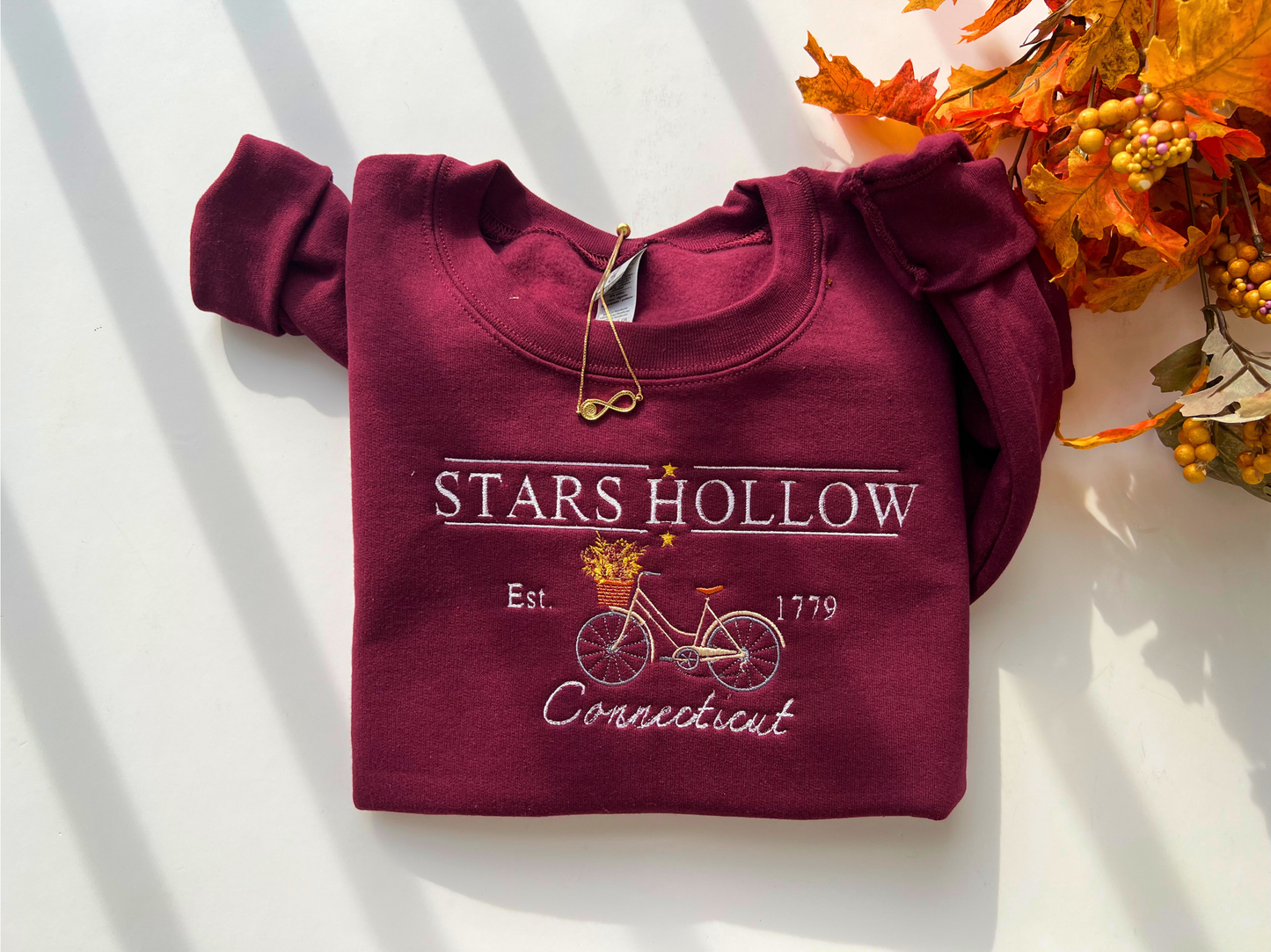Stars Hollow Connecticut Bike and Flowers Crewneck Sweatshirt