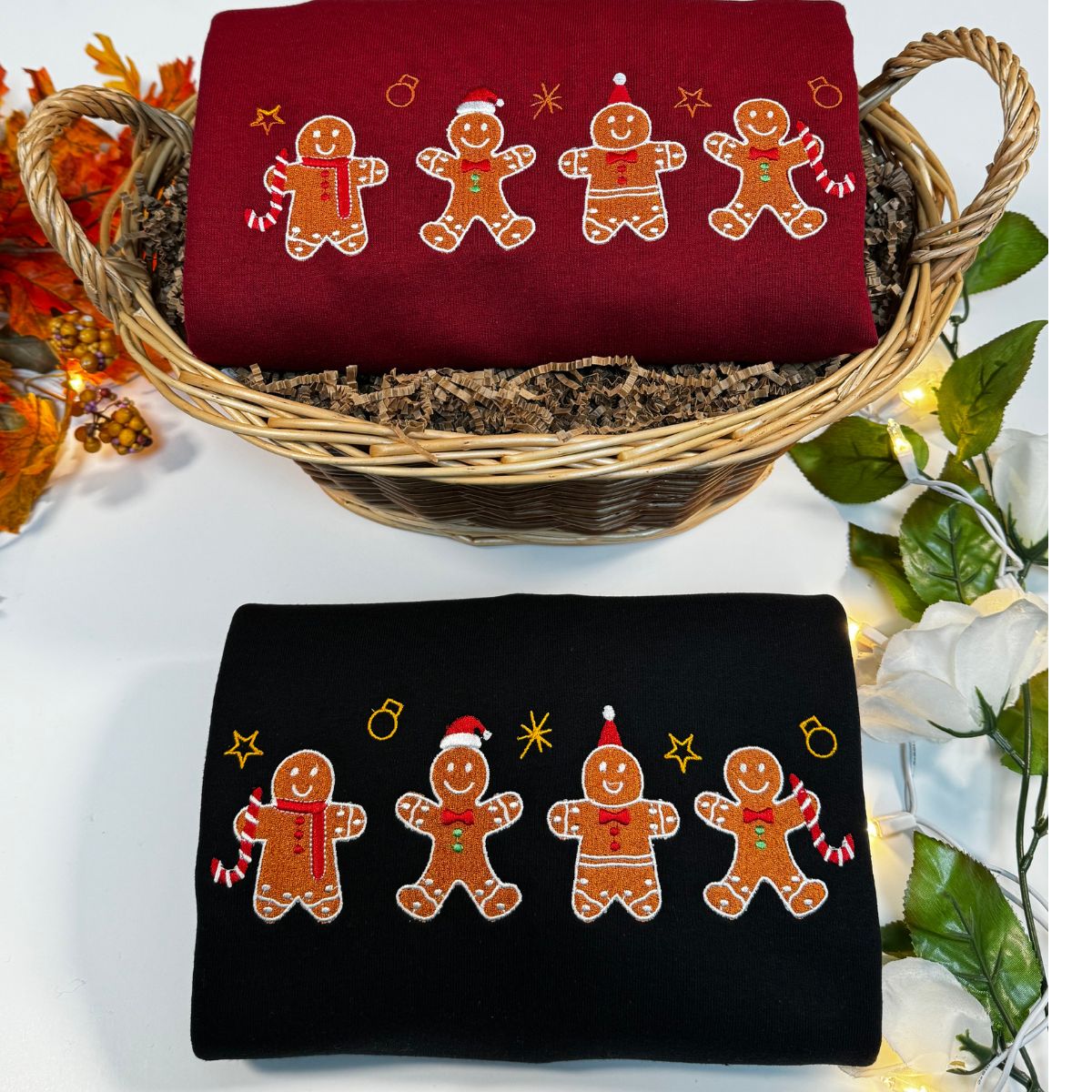 Gingerbread Christmas Sweatshirt Embroidered Crewneck