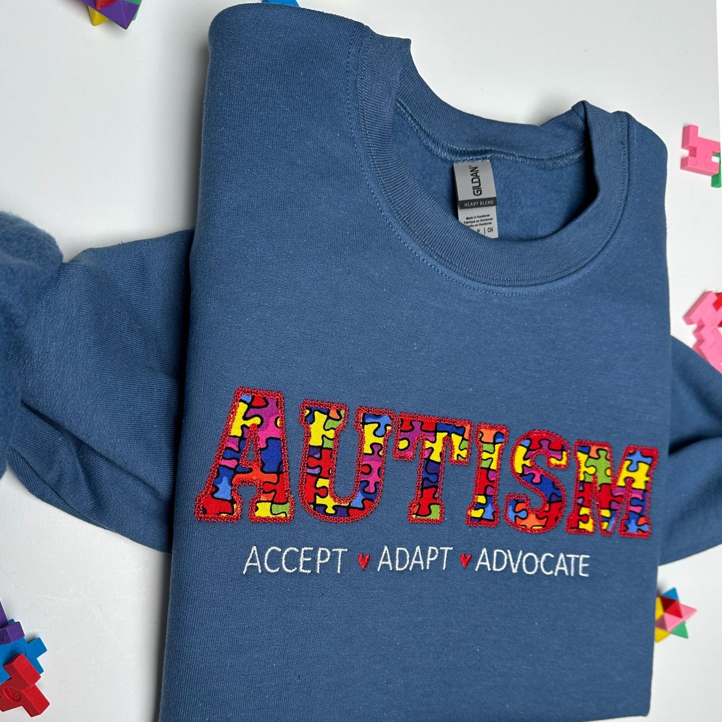 Autism Embroidered Applique Sweatshirt Crewneck