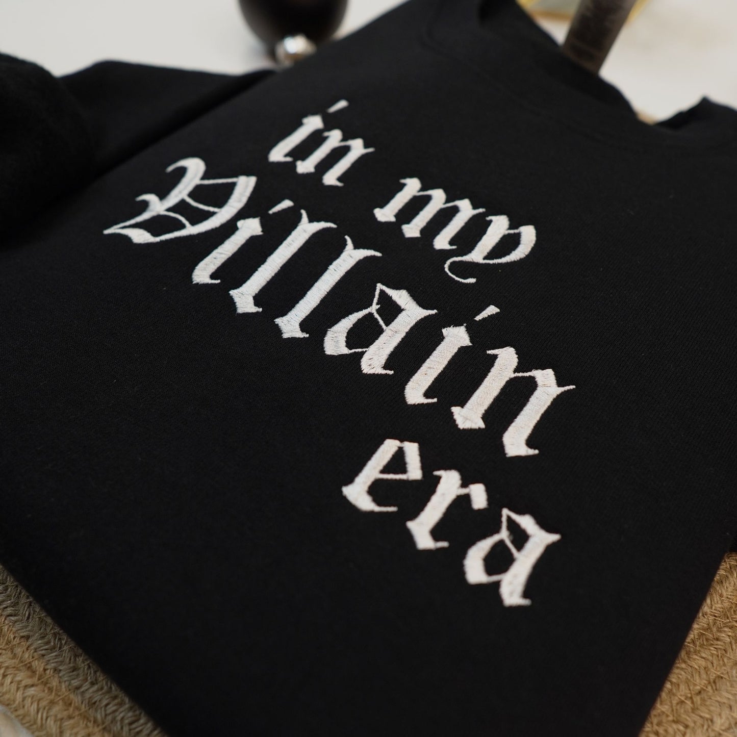 Anti Valentines Villain Era Embroidered Sweatshirt Casual Cotton Crewneck Black