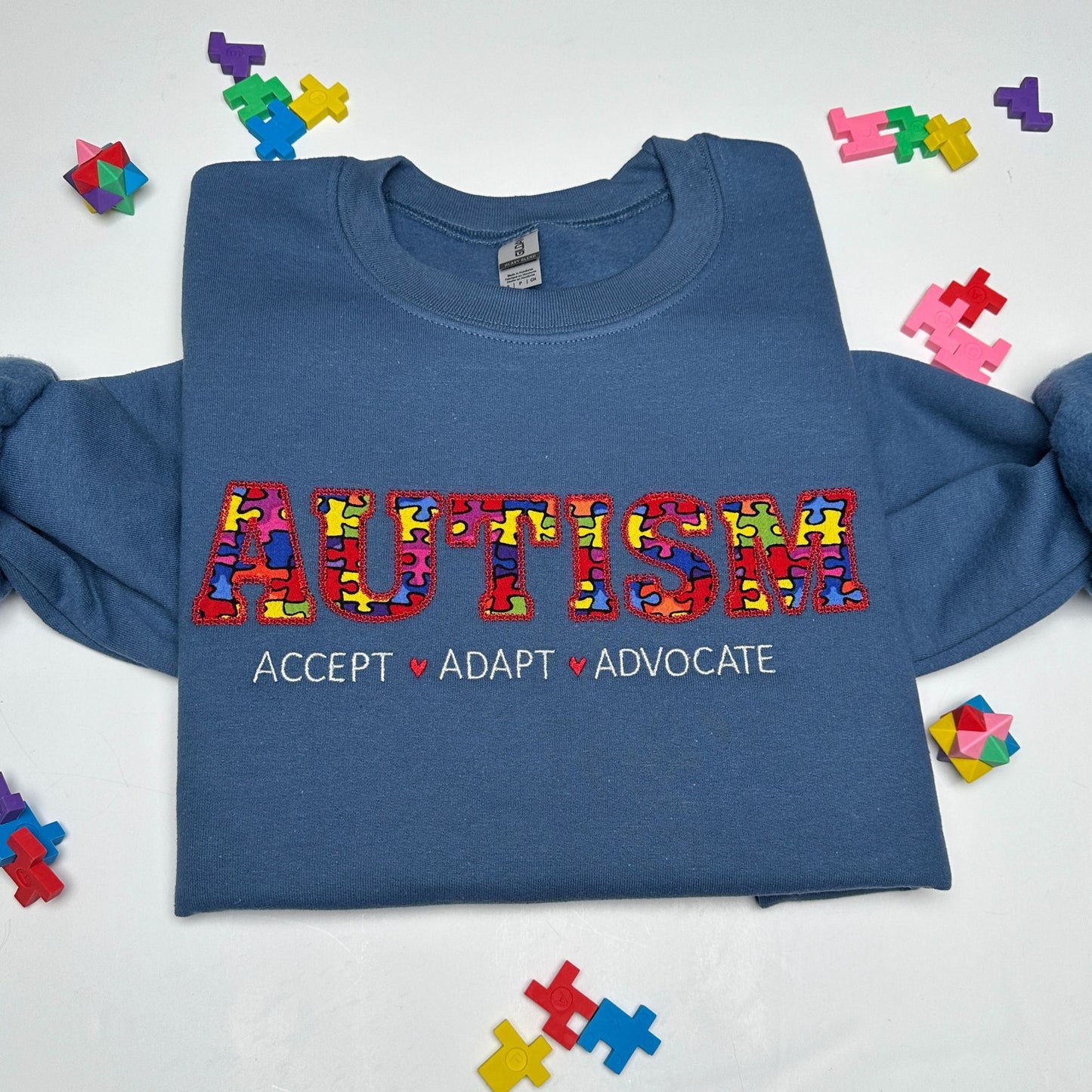 Autism Embroidered Applique Sweatshirt Crewneck