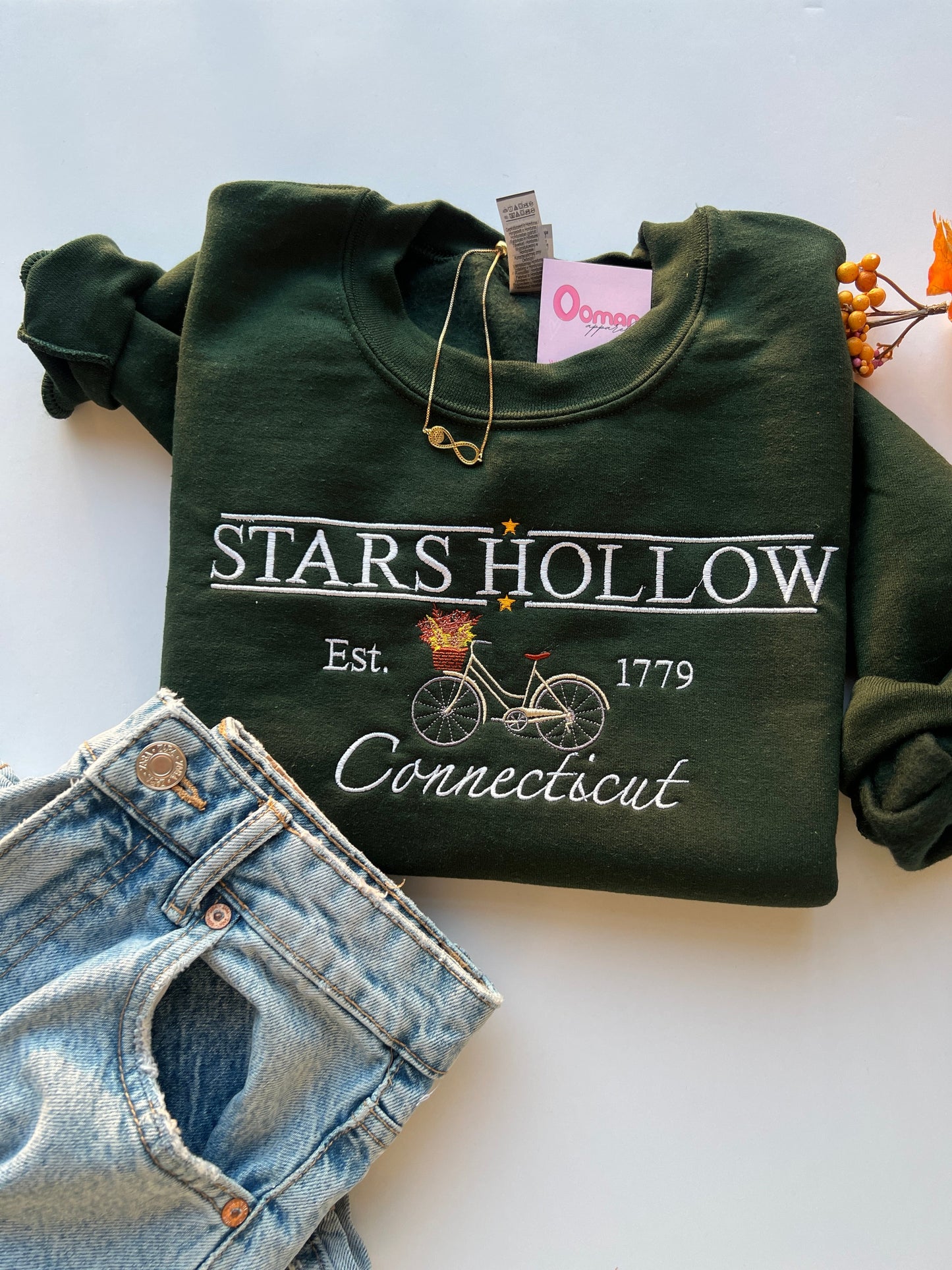 Stars Hollow Connecticut Bike and Flowers Crewneck Sweatshirt