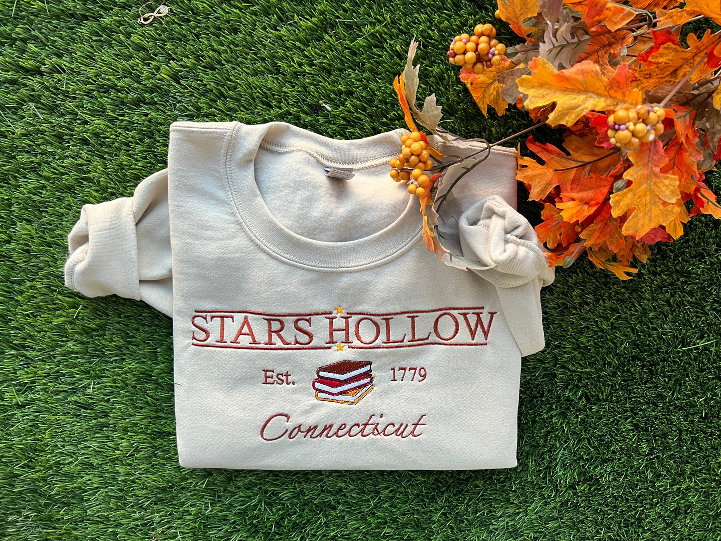 Stars Hollow Connecticut Book Reading Embroidered Sweatshirt