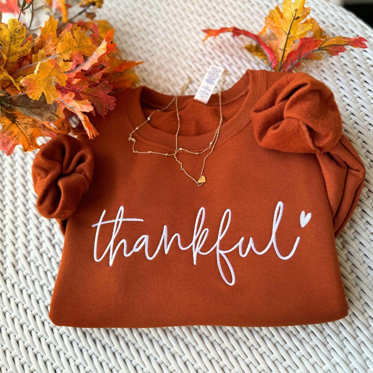 Embroidered Thankful Thanksgiving crewneck Sweatshirt