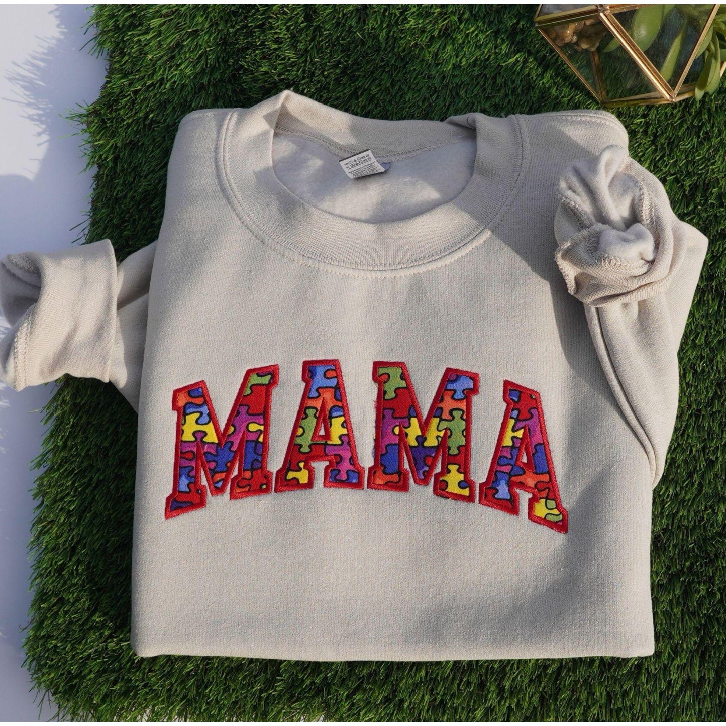 Custom Embroidered Autism Awareness Crewneck Sweatshirt Christmas Gift for Mama
