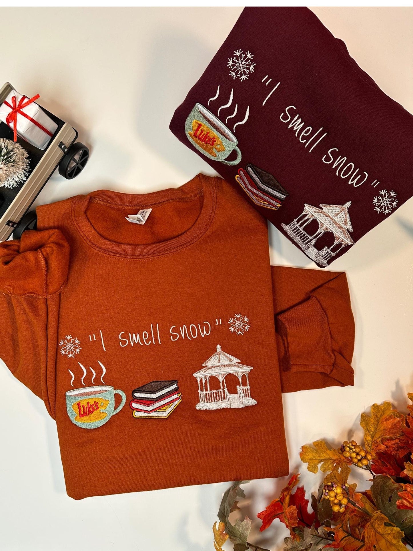 Embroidered "I Smell Snow" Christmas Sweatshirt: Luke's Diner, Gazebo