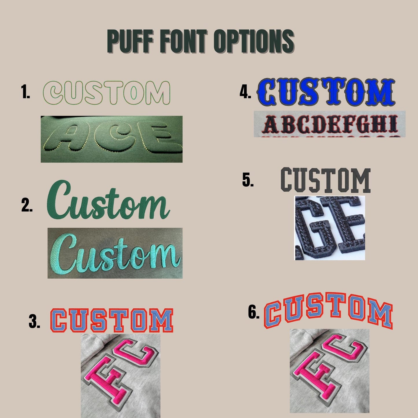 Custom Puff Embroidered Sweatshirt, Unisex Crewneck, Cotton Blend Fabric