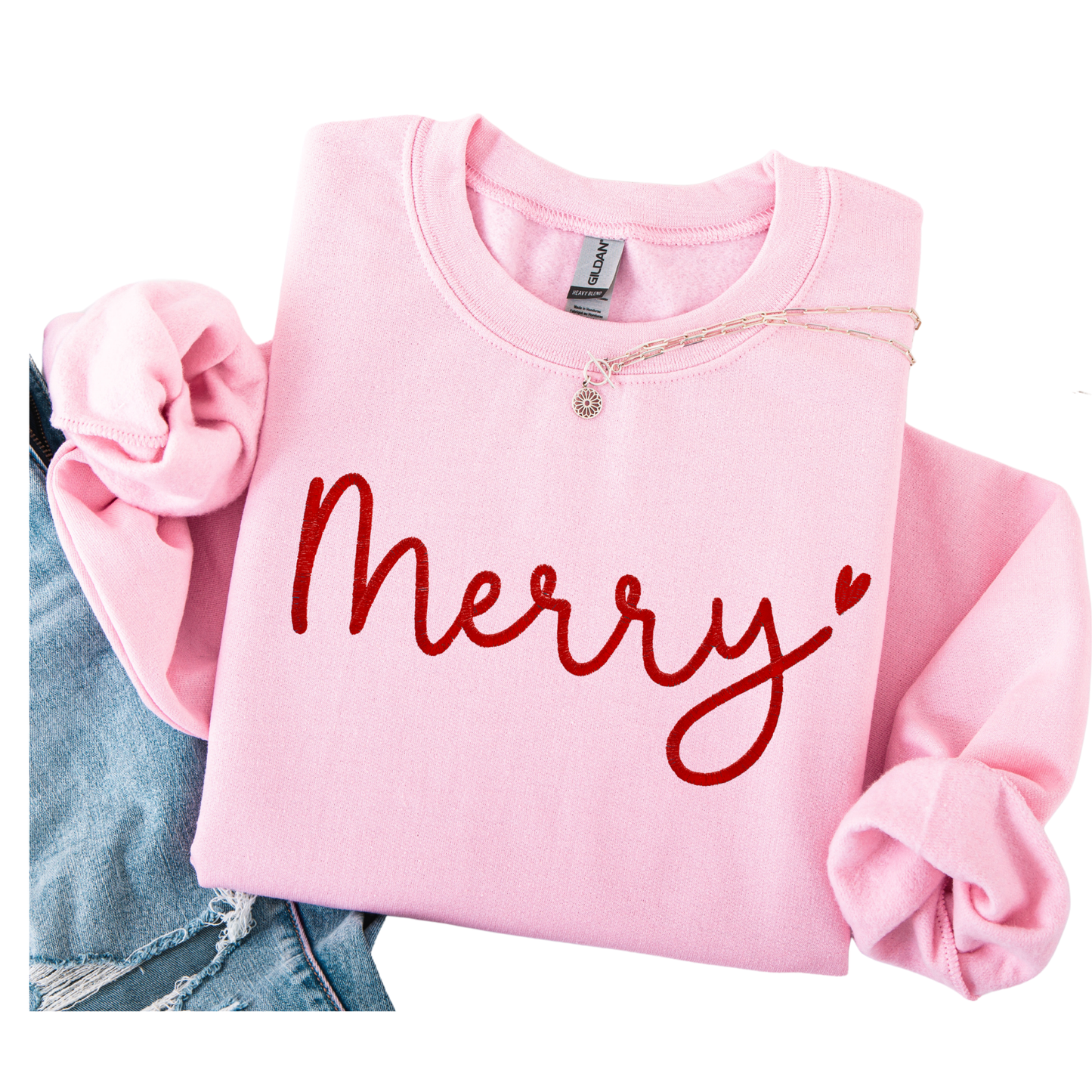 Merry Embroidered Christmas Crewneck Sweatshirt
