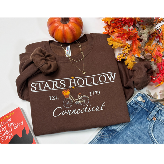 Stars Hollow Connecticut Bike and Flowers Crewneck Sweatshirt