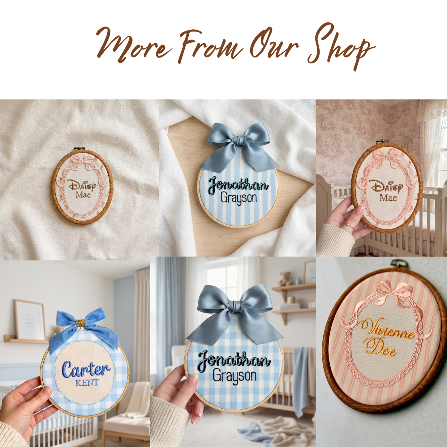 Personalized Baby Name Sign Embroidered Oval Hoop with Teddy Bear Holding a Balloon