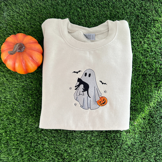 Cat & Ghost Halloween Crewneck Sweatshirt