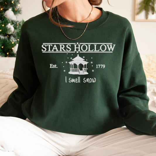 Embroidered Stars Hollow I Smell Snow Winter Crewneck Sweatshirt