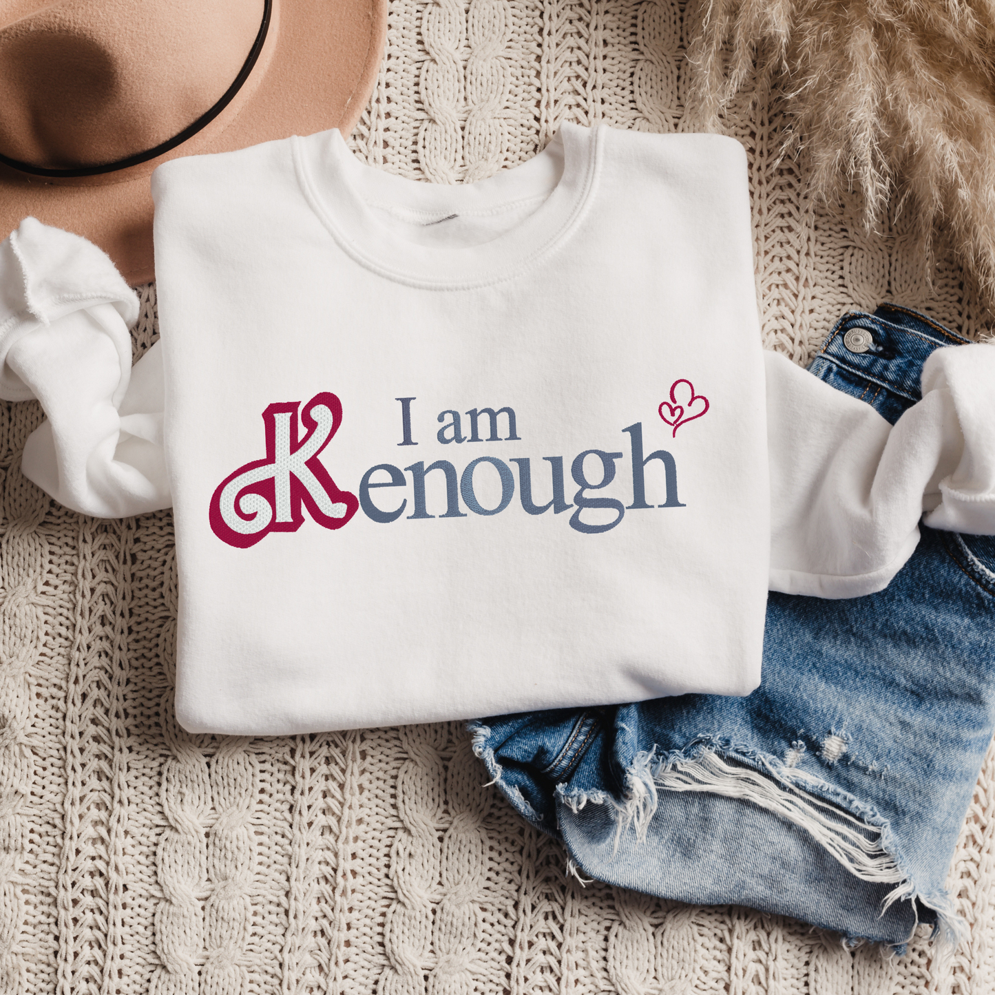 I am Kenough embroidered crewneck sweatshirt