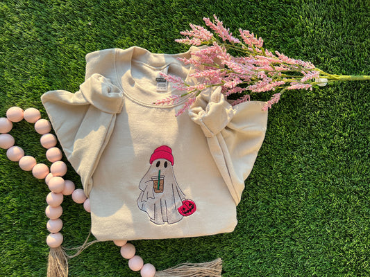 Iced Coffee/ Matcha Drinking Ghost Crewneck sweatshirt