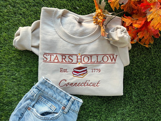 Stars Hollow Connecticut Book Reading Embroidered Sweatshirt