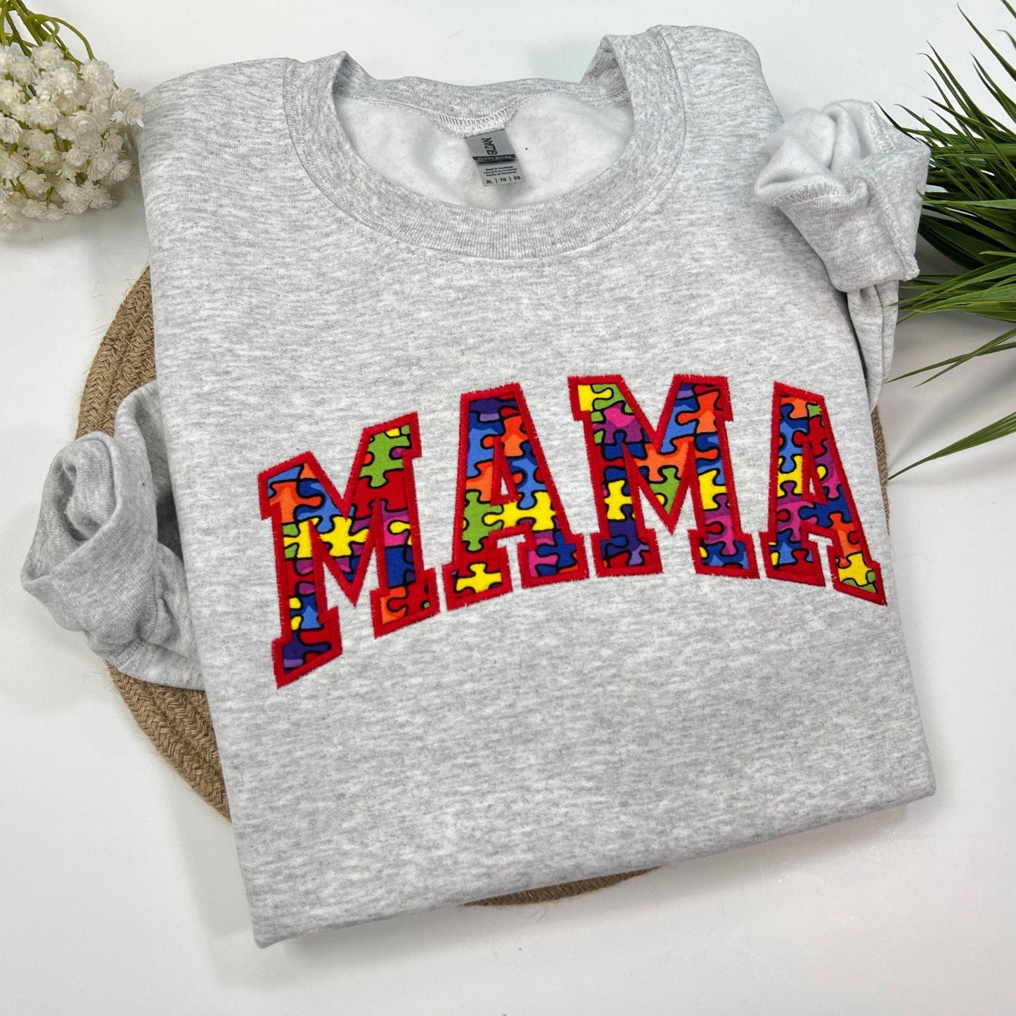 Custom Embroidered Autism Awareness Crewneck Sweatshirt Christmas Gift for Mama