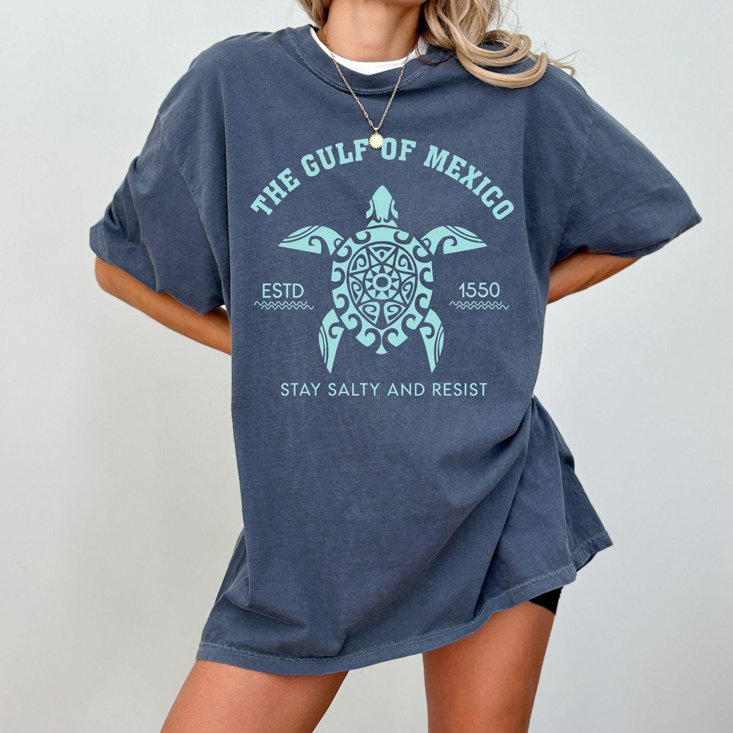 Gulf of Mexico Turtle T-Shirt: Salty & Resist, 100% Cotton