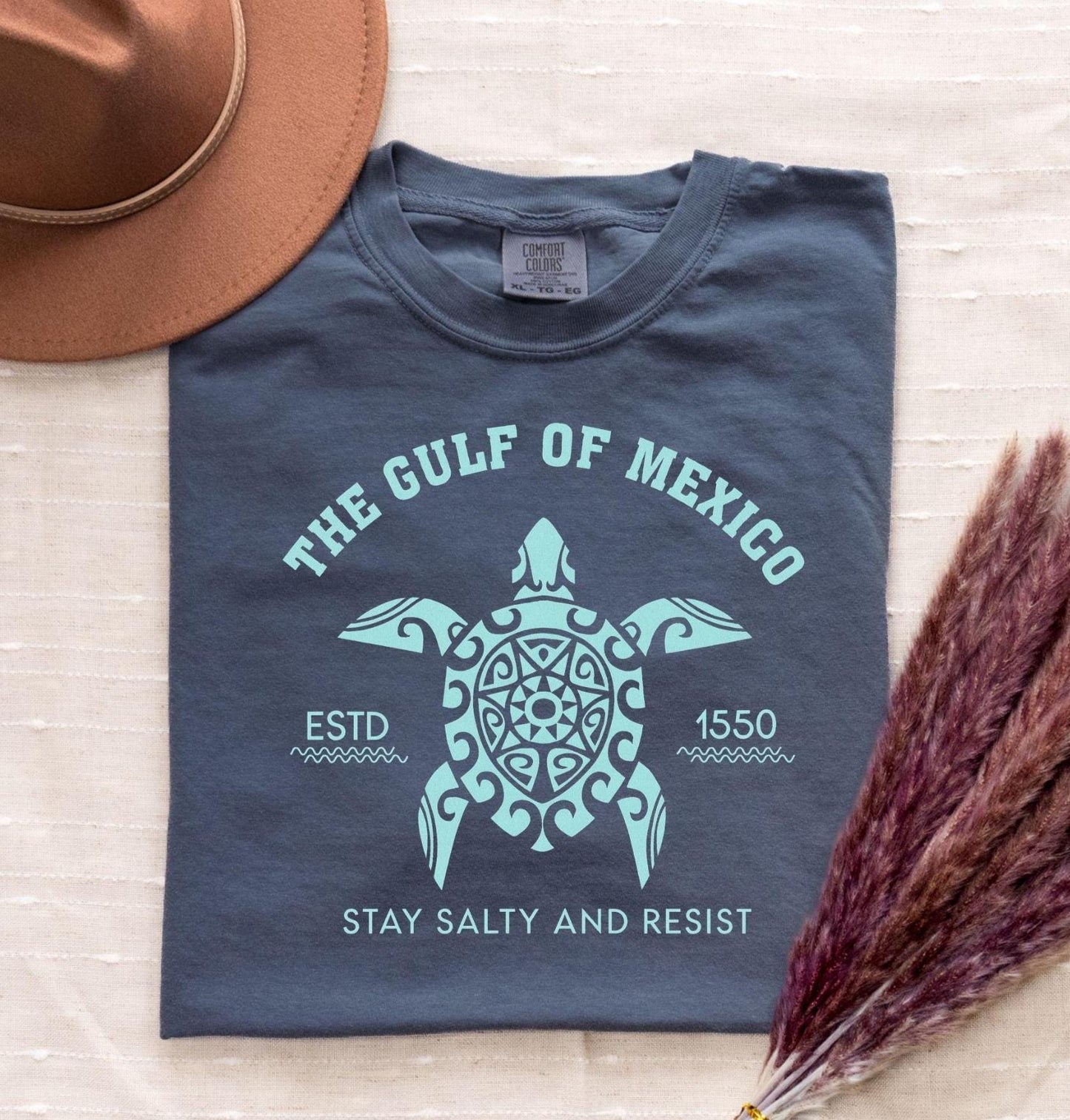 Gulf of Mexico Turtle T-Shirt: Salty & Resist, 100% Cotton
