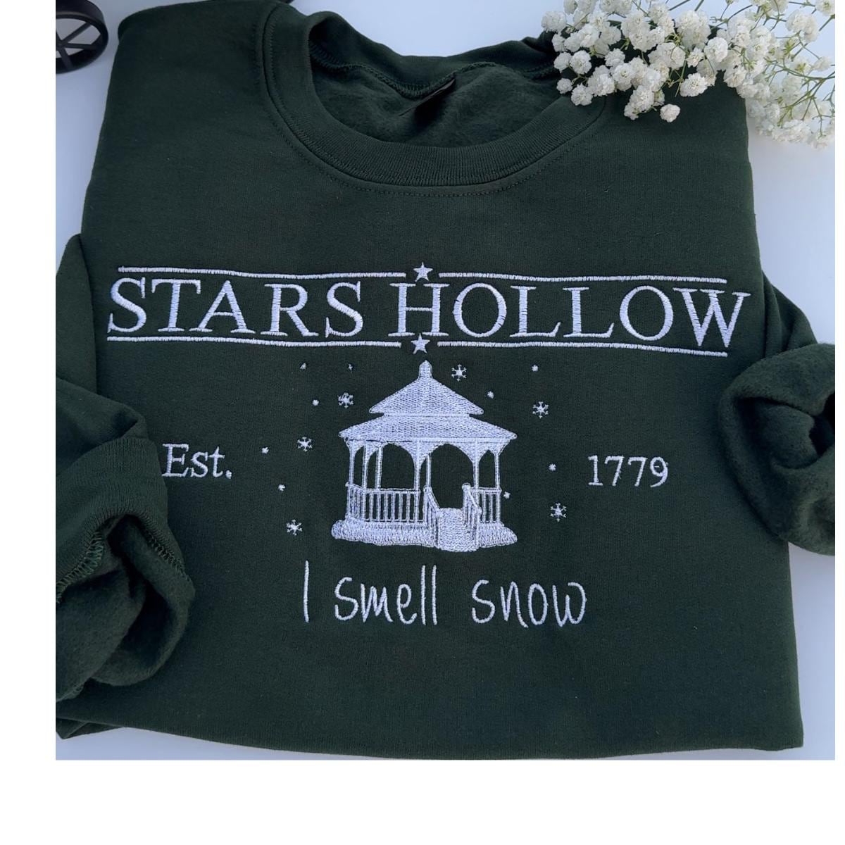 Stars Hollow Embroidered Sweatshirt, I Smell Snow Winter Crewneck