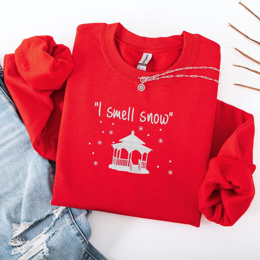 I Smell Snow Embroidered Stars Hollow Gilmore Crewneck Sweatshirt