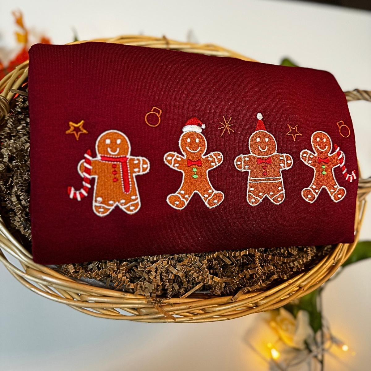 Gingerbread Christmas Embroidered Crewneck Sweatshirt Xmas Holiday Cozy Vintage Ginger Bread Dessert Design