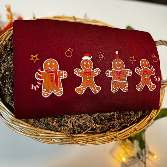 Gingerbread Christmas Embroidered Crewneck Sweatshirt Xmas Holiday Cozy Vintage Ginger Bread Dessert Design