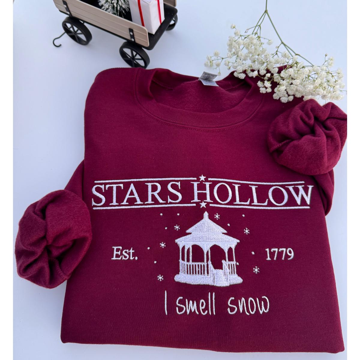 Stars Hollow Embroidered Sweatshirt, I Smell Snow Winter Crewneck