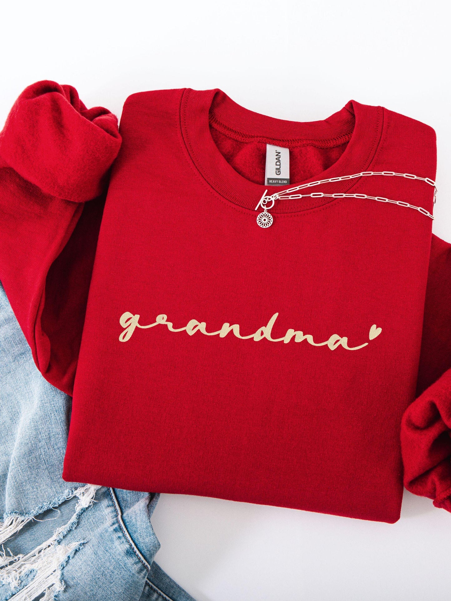 Custom Grandma Est Embroidered Sweatshirt with kids name on Sleeve, Personalized Name Year Grandma Sweater, Grandma Personalized Text Script