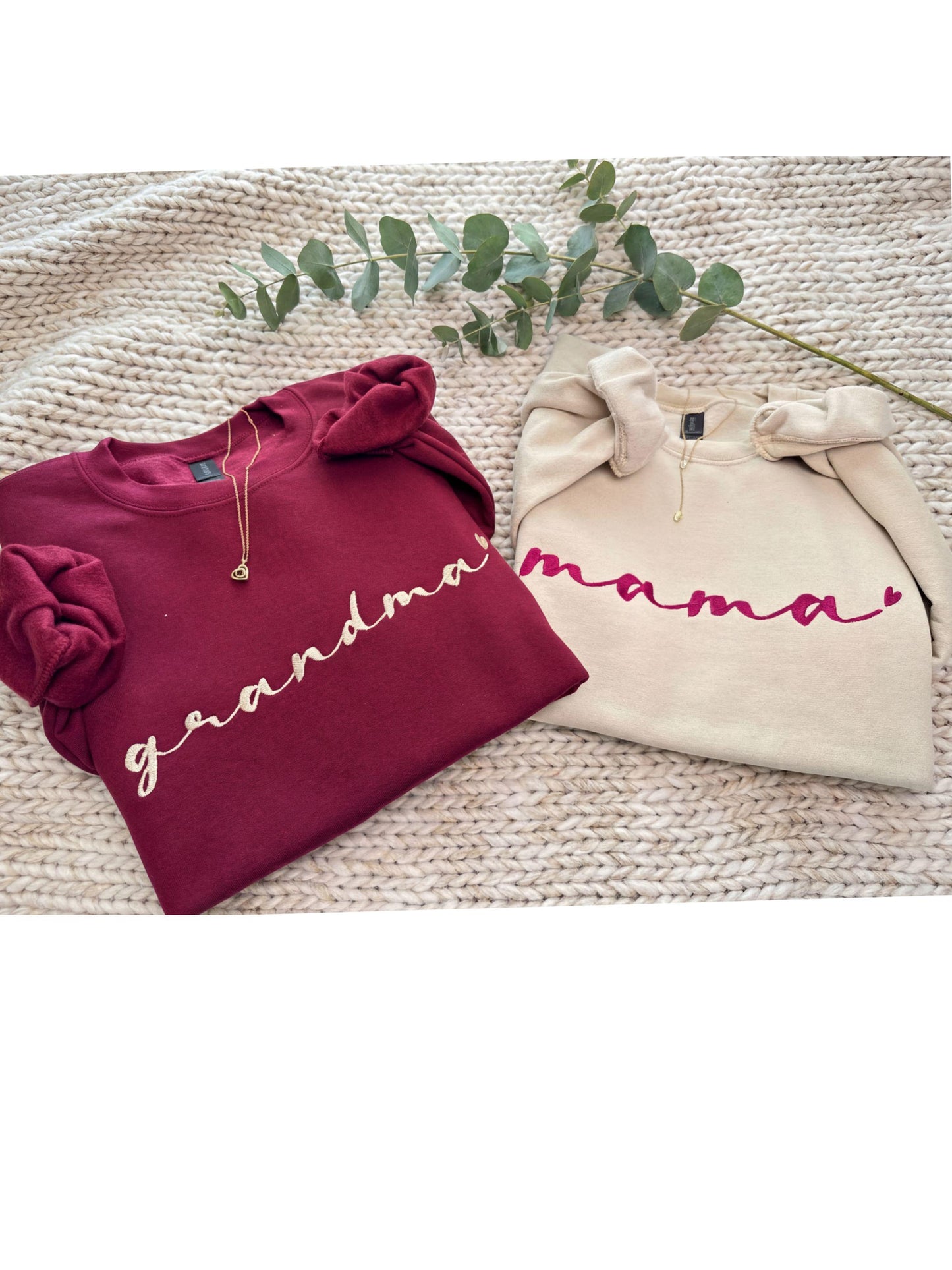 Custom Grandma Est Embroidered Sweatshirt with kids name on Sleeve, Personalized Name Year Grandma Sweater, Grandma Personalized Text Script