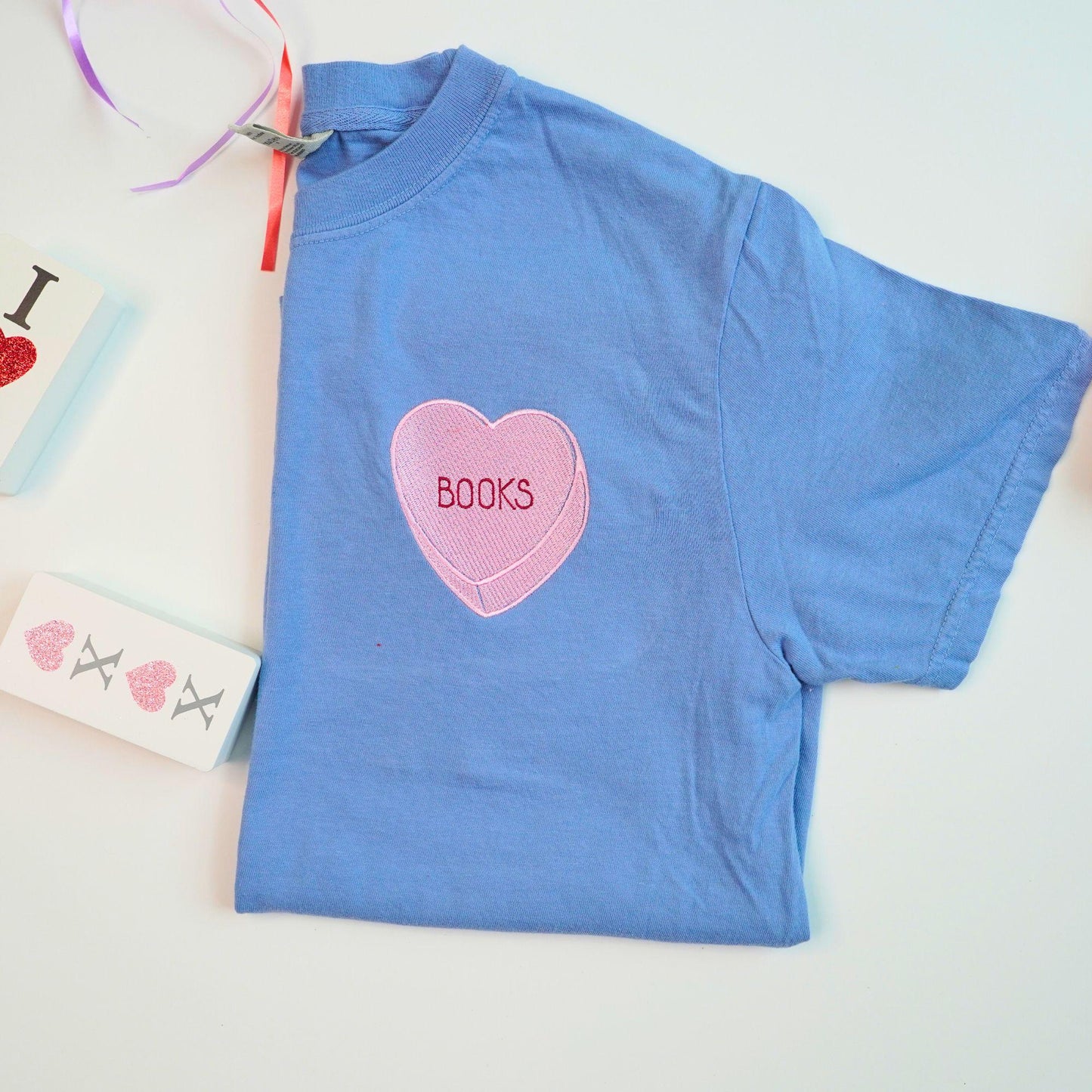 Custom Embroidered Conversation Candy Heart Comfort Colors Valentines T-shirts, V-day Group t-shirts