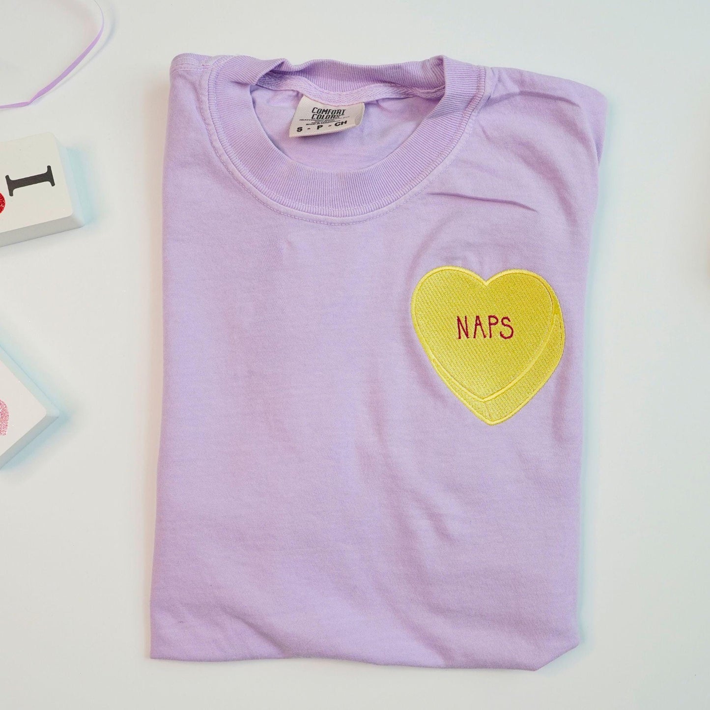 Custom Embroidered Conversation Candy Heart Comfort Colors Valentines T-shirts, V-day Group t-shirts