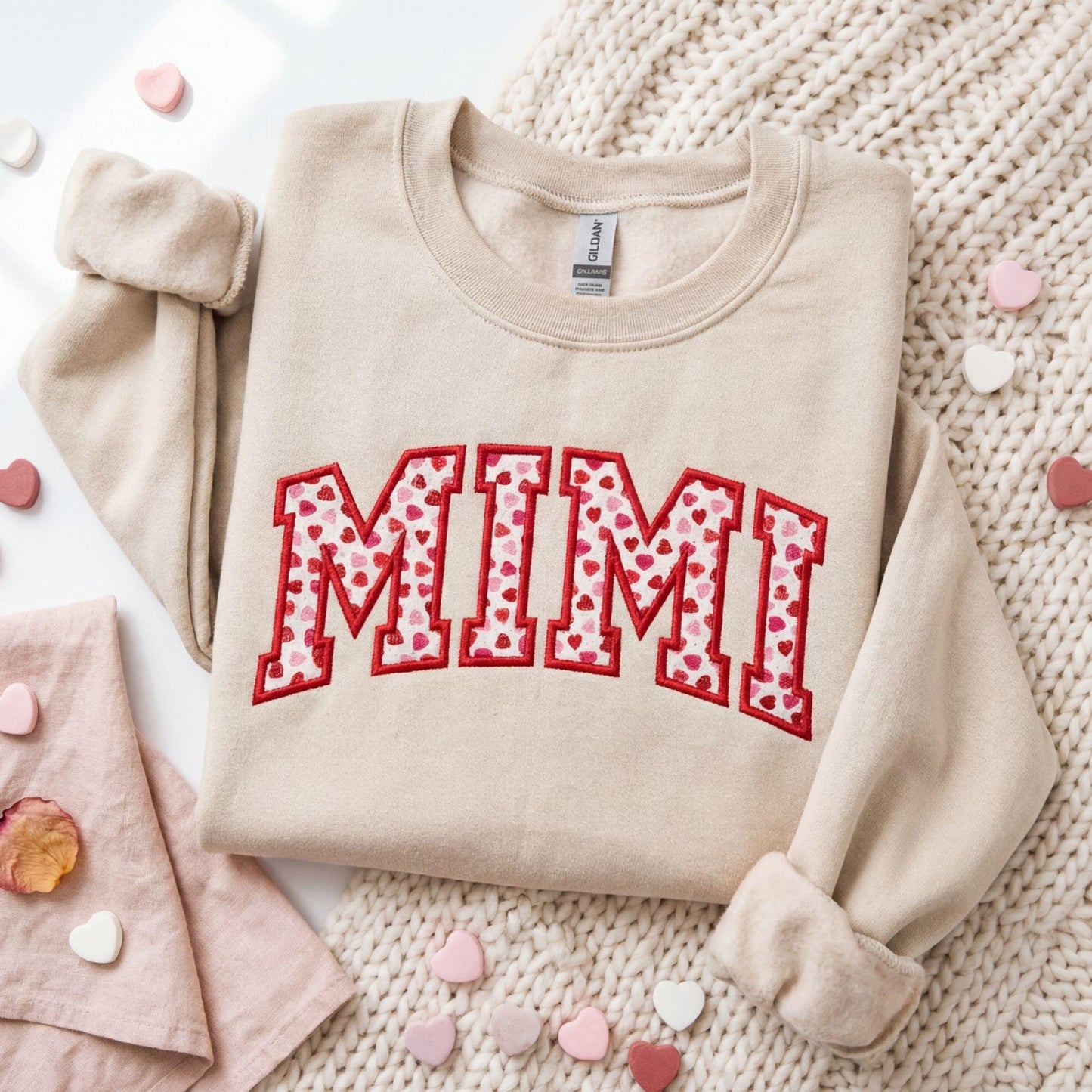 Custom Embroidered MIMI Sweatshirt for Women, Personalized Mothers Day Sweater, Cute Cozy Crewneck, M-Day Gift for Mom, Mama Heart Pullover