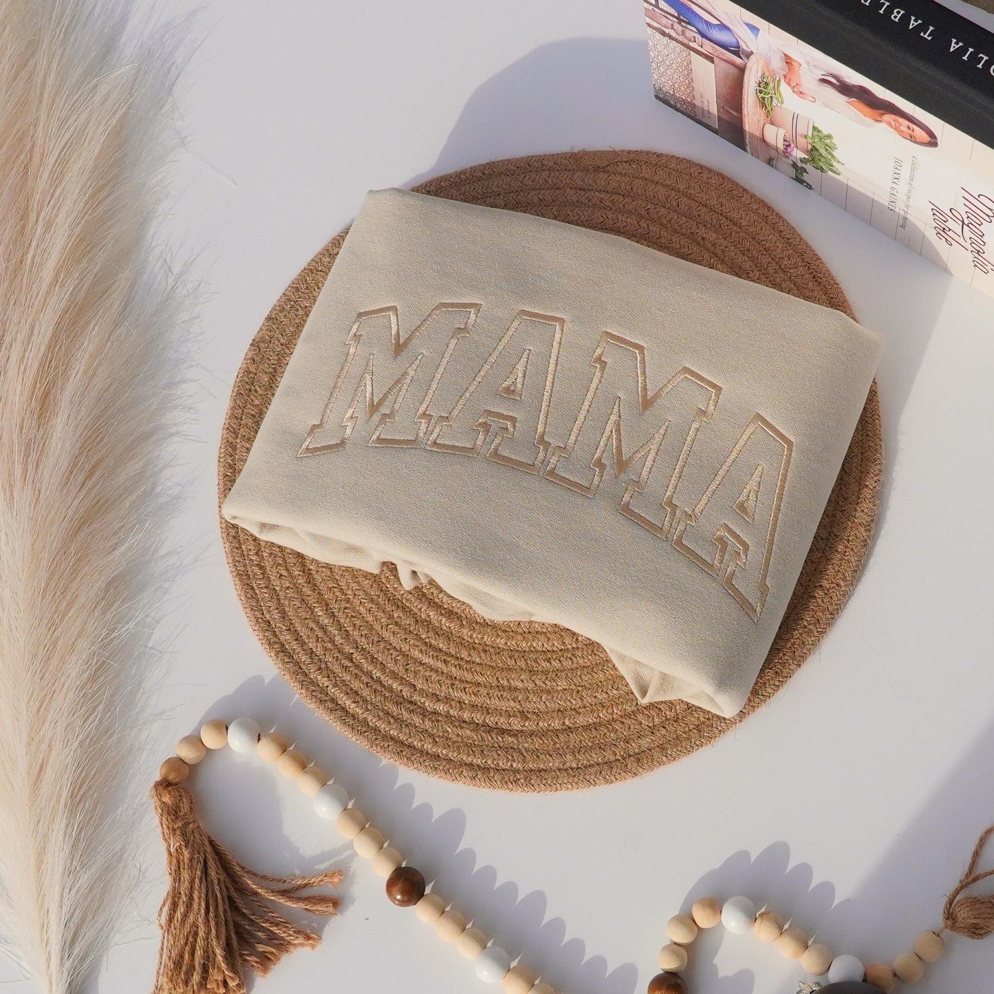 Custom Mama Embroidered Outline Crewneck Sweatshirt, Minimalist Mom Sweater, Mother’s Day Gift for Moms