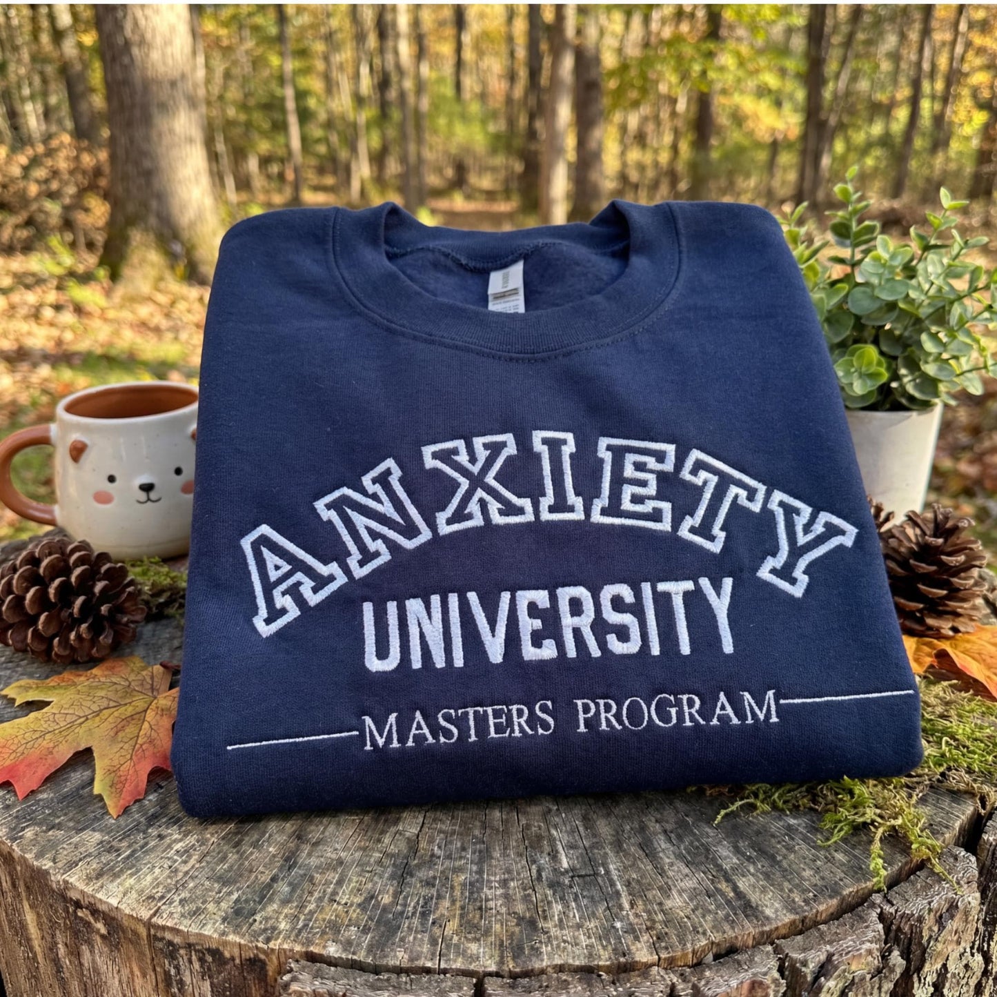 Custom Embroidered Anxiety University Crewneck Sweatshirt