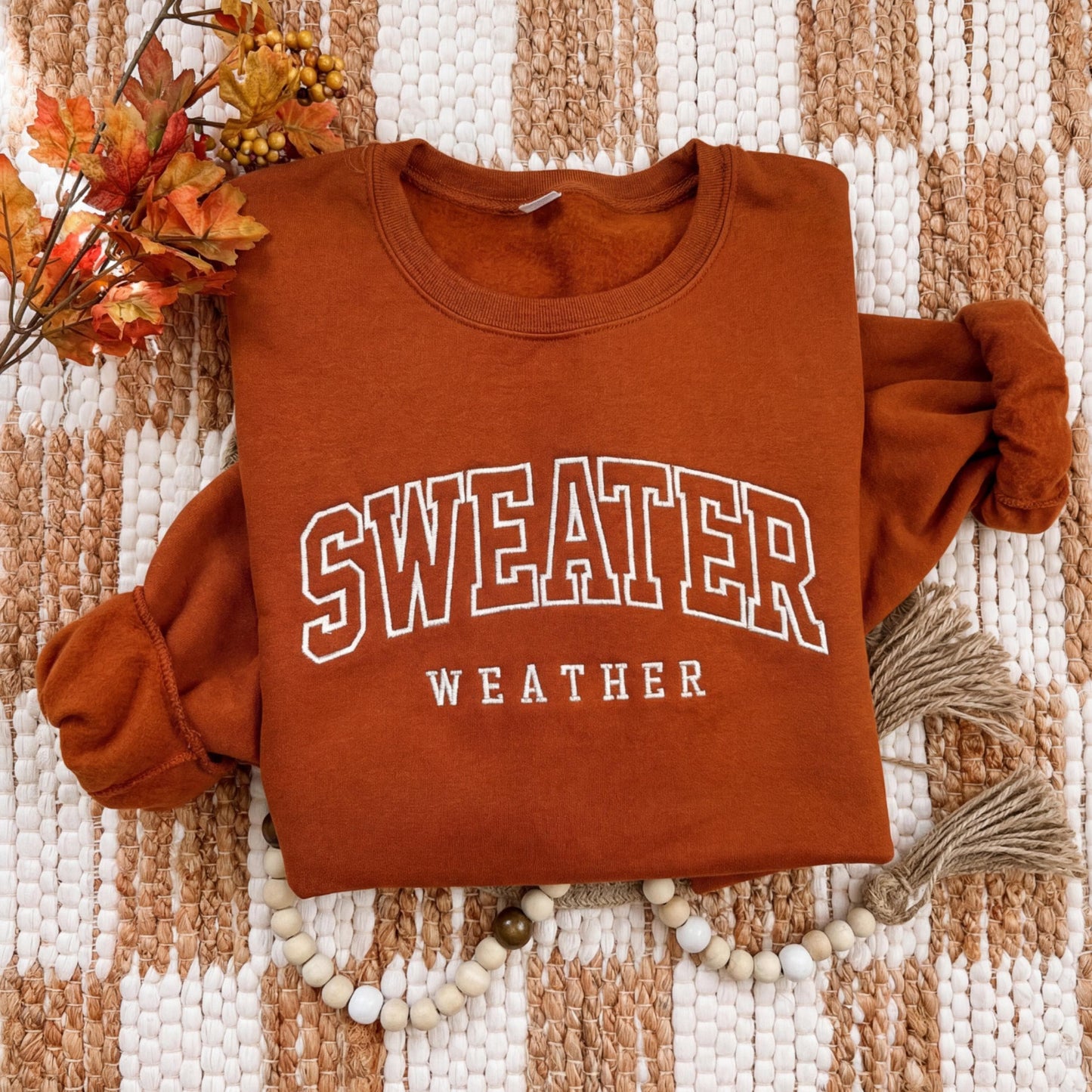 Embroidered Custom Varsity Text Sweatshirt: Personalize College Text Crewneck,