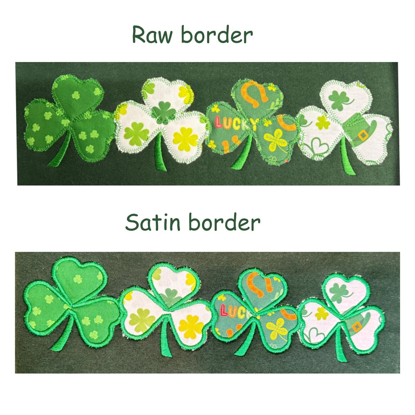 Embroidered St Patricks Day Sweatshirt: Lucky Clover Patchwork