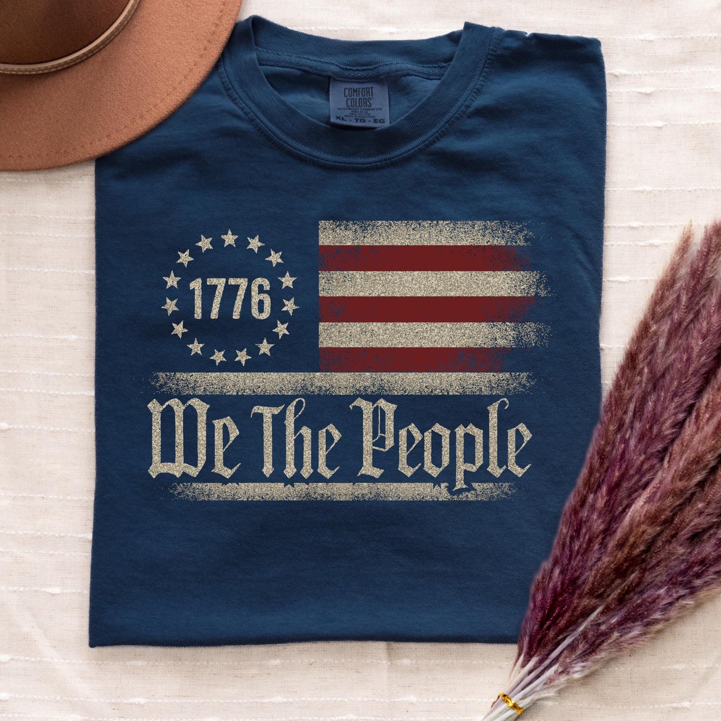 We The People USA Flag T-Shirt, 1776 Independence Day, Unisex Crewneck