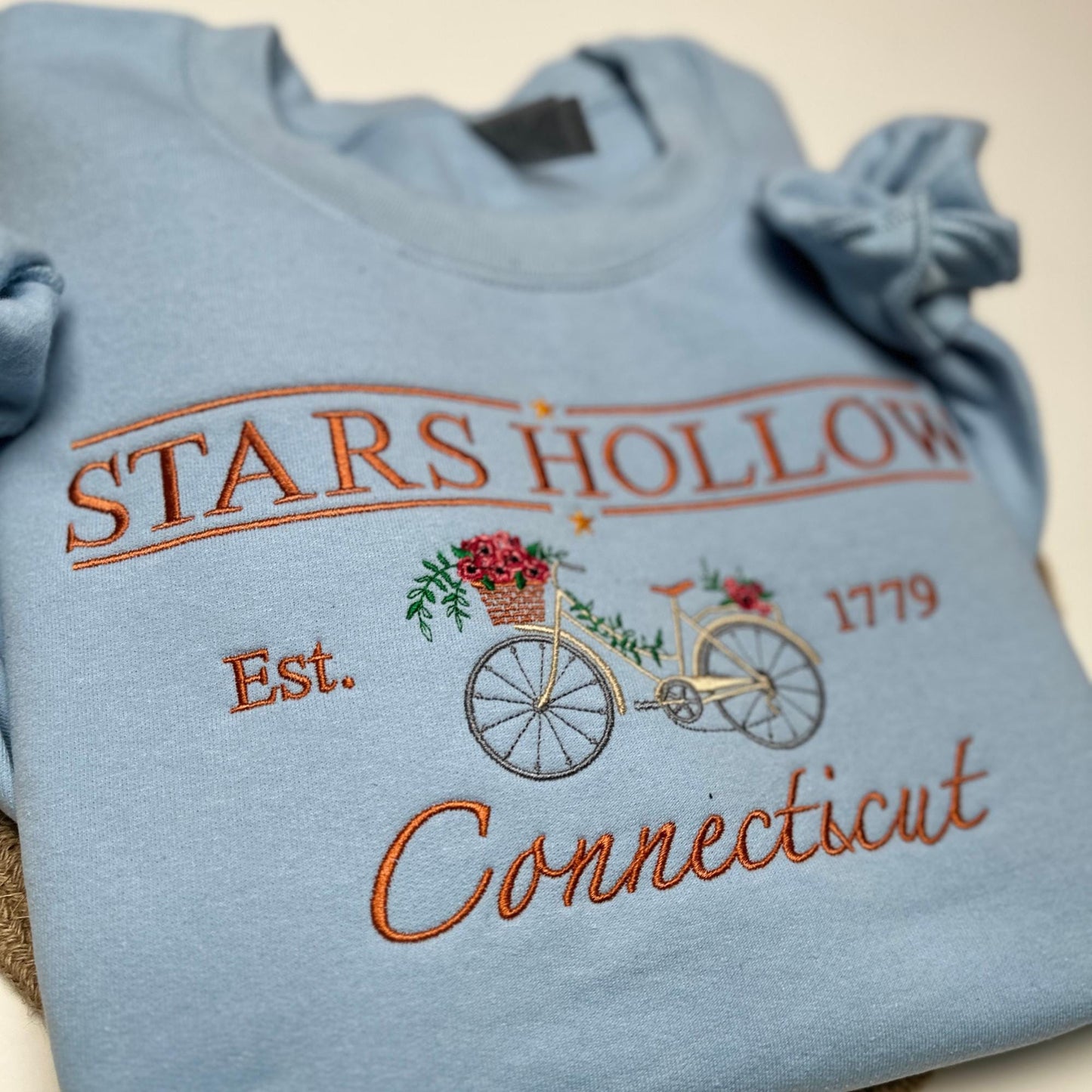 Spring Edition Stars Hollow Embroidered Gilmore Fan Sweatshirt, Lukes Diner Spring Sweater, Bike and Flowers Crewneck Sweats