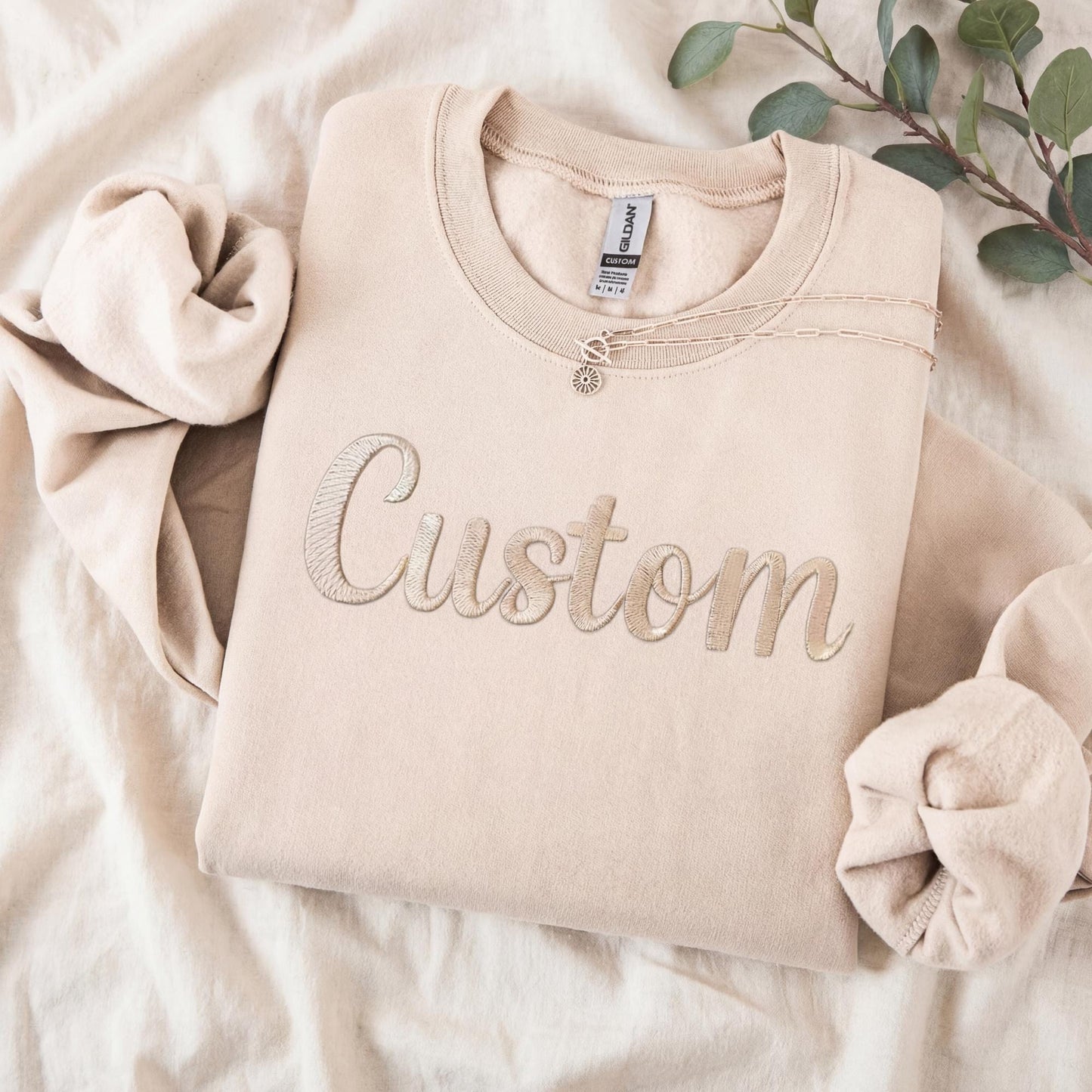 Custom Puff Embroidered Unisex Crewneck Sweatshirt Personalized Hoodie Puff Text,  Trendy 3D Lettering, Custom Name Gift, Unique Pullover